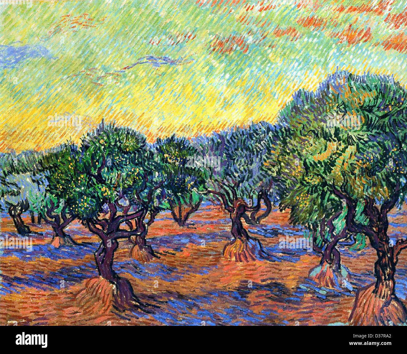 Vincent van Gogh, Olive Grove - Ciel Orange. 1889. Le postimpressionnisme. Huile sur toile. Göteborgs Konstmuseum, Göteborg, Suède. Banque D'Images
