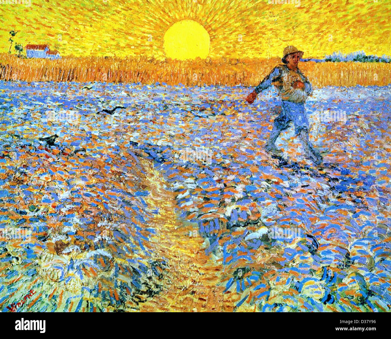 Vincent van Gogh, le Semeur semeur (avec coucher de soleil). 1888. Le  postimpressionnisme. Huile sur toile Photo Stock - Alamy
