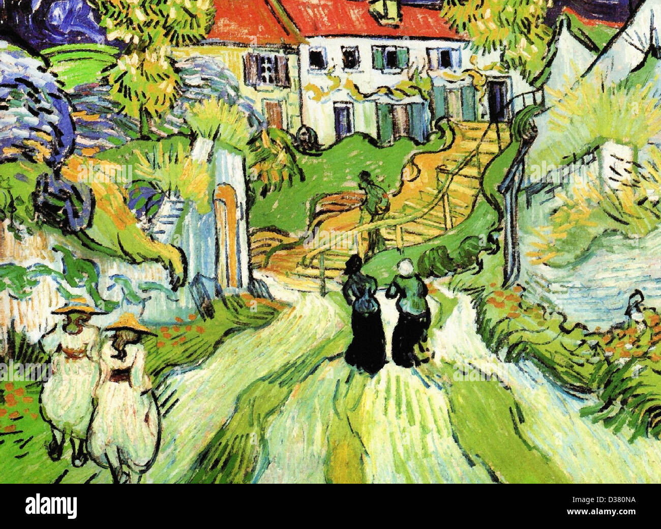 Vincent van Gogh, Village-rue et étapes à Auvers avec les chiffres. 1890. Le postimpressionnisme. Huile sur toile. Banque D'Images