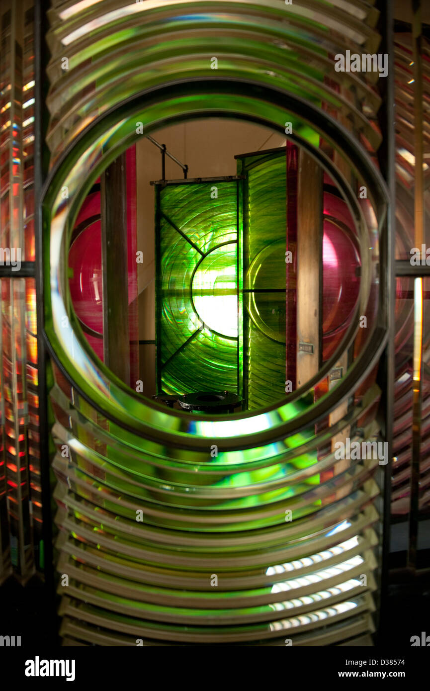 Lentille de Fresnel clair vert ampoule de phare Banque D'Images