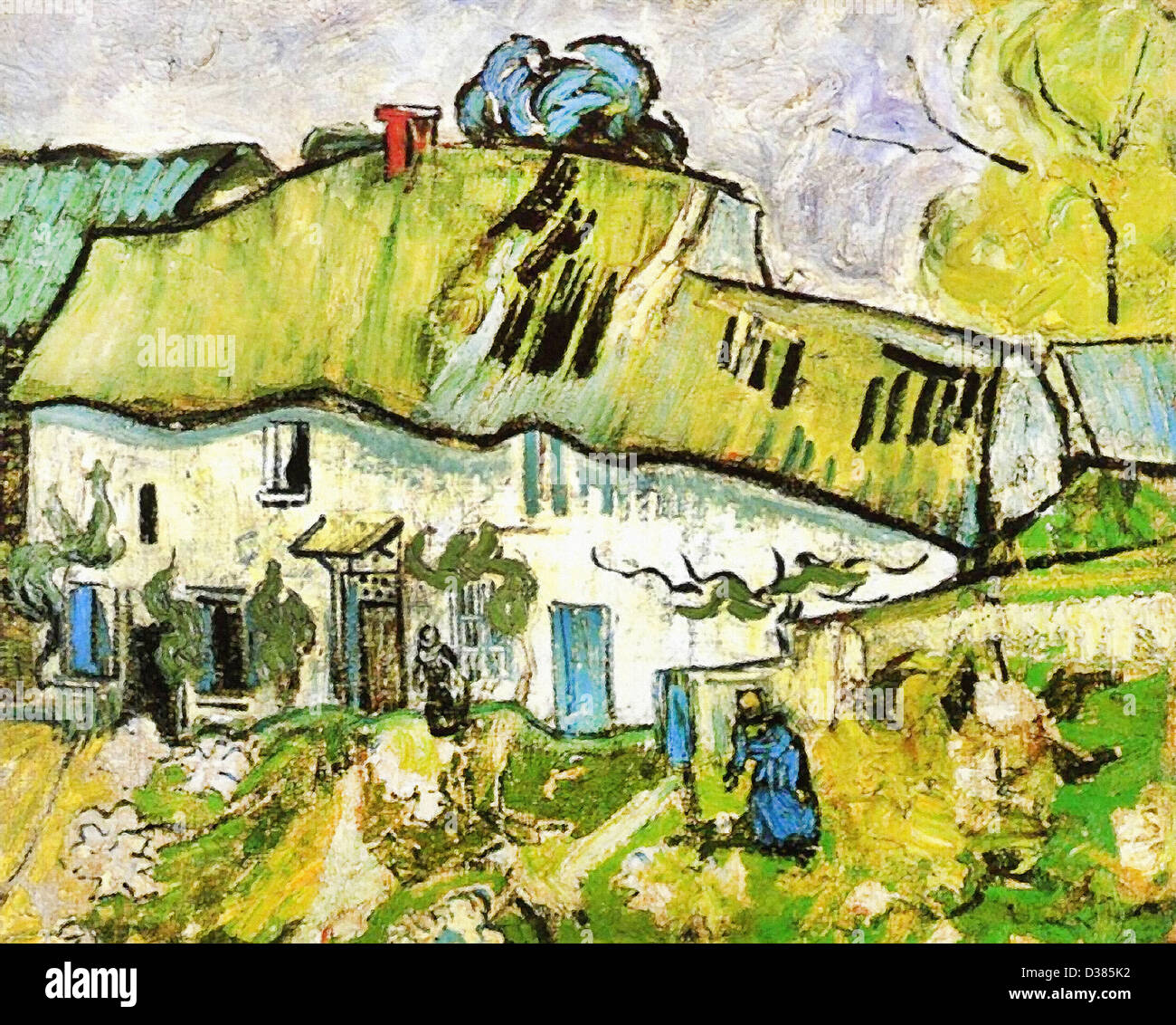 Vincent van Gogh, ferme avec deux chiffres. 1890. Le postimpressionnisme. Huile sur toile. Van Gogh Museum, Amsterdam, Pays-Bas. Banque D'Images