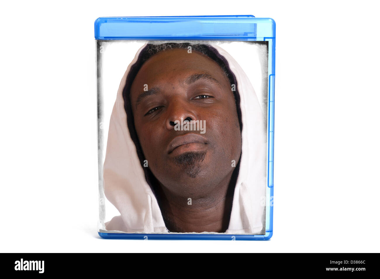 Boîtier DVD bleu, vous pouvez insérer votre propre photo ou texte avec couvercle Banque D'Images