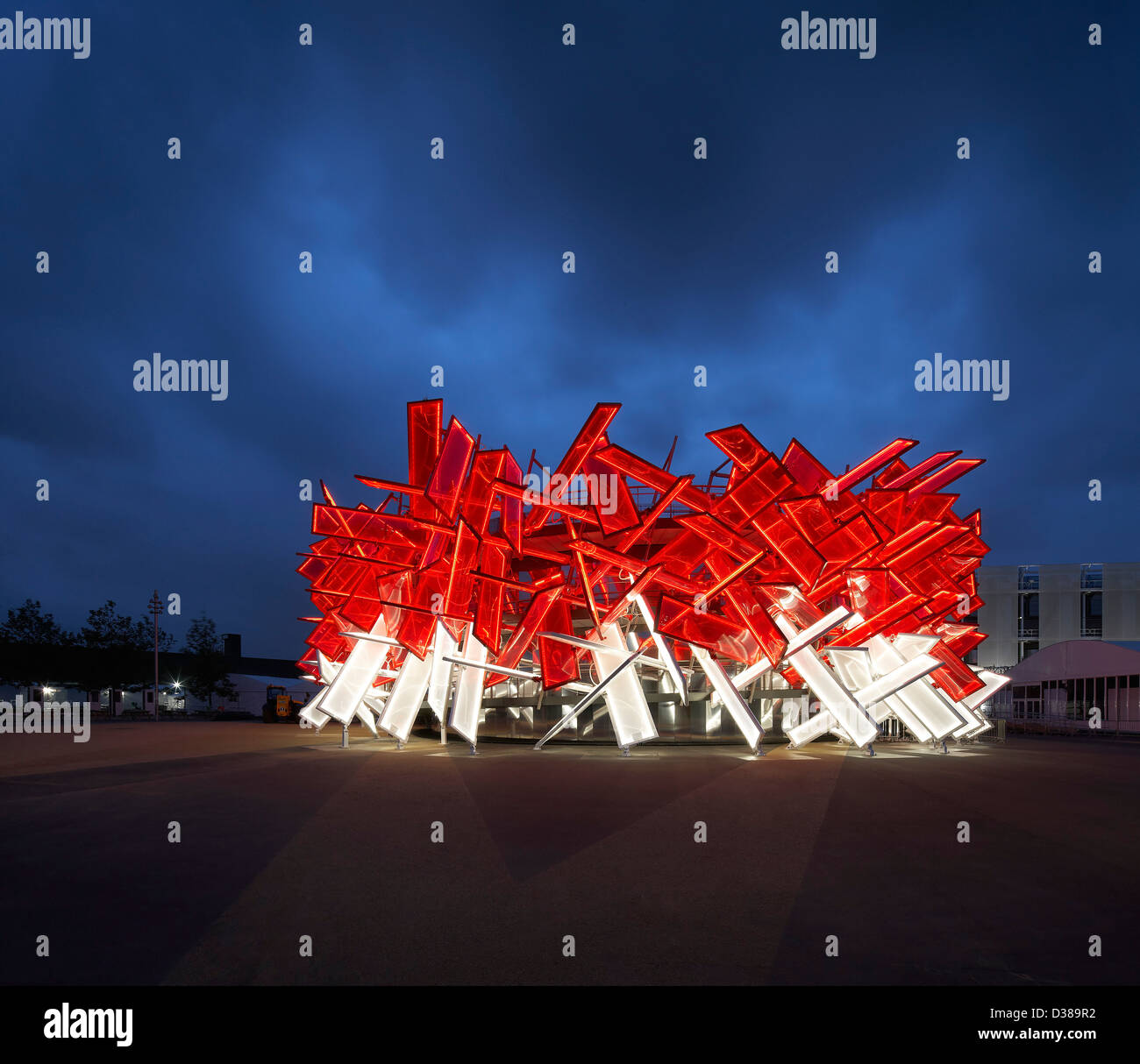 Coca-Cola Beatbox, Londres 2012, Londres, Royaume-Uni. Architecte : Asif Khan Pernilla Ohrstedt, 2012. Vue de la structure rayonnante Banque D'Images