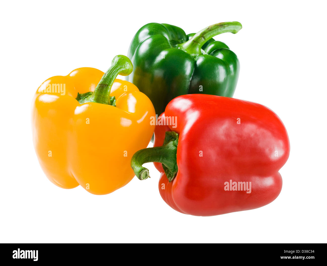 Rouge, jaune et vert, les poivrons. Banque D'Images