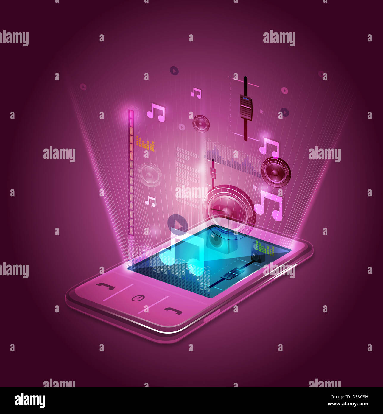 Image d'illustration de l'application de divertissement du téléphone mobile Banque D'Images