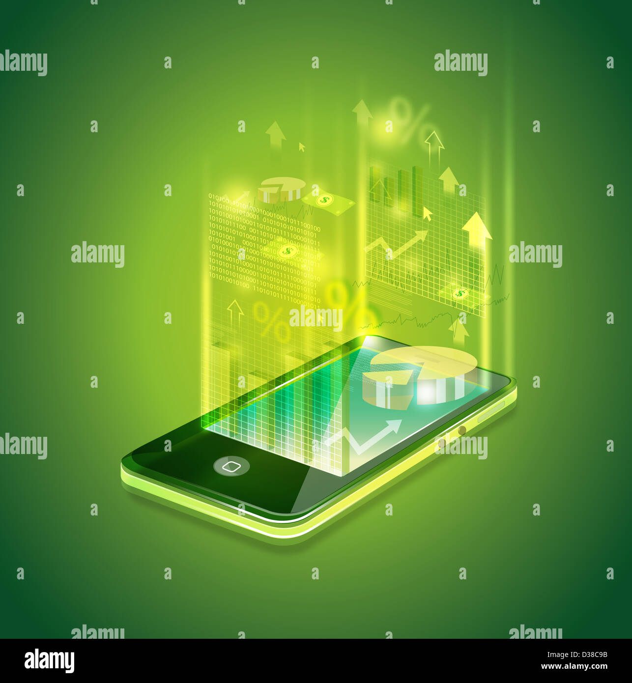 Image d'illustration d'applications d'affaires représentant téléphone mobile Banque D'Images