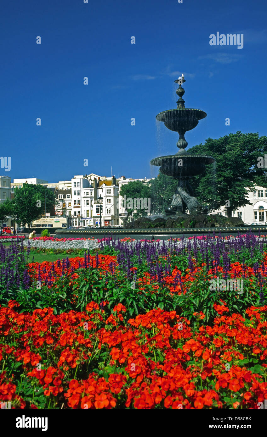 Old Steine Jardins et Fontaine, Brighton, East Sussex, Angleterre Banque D'Images