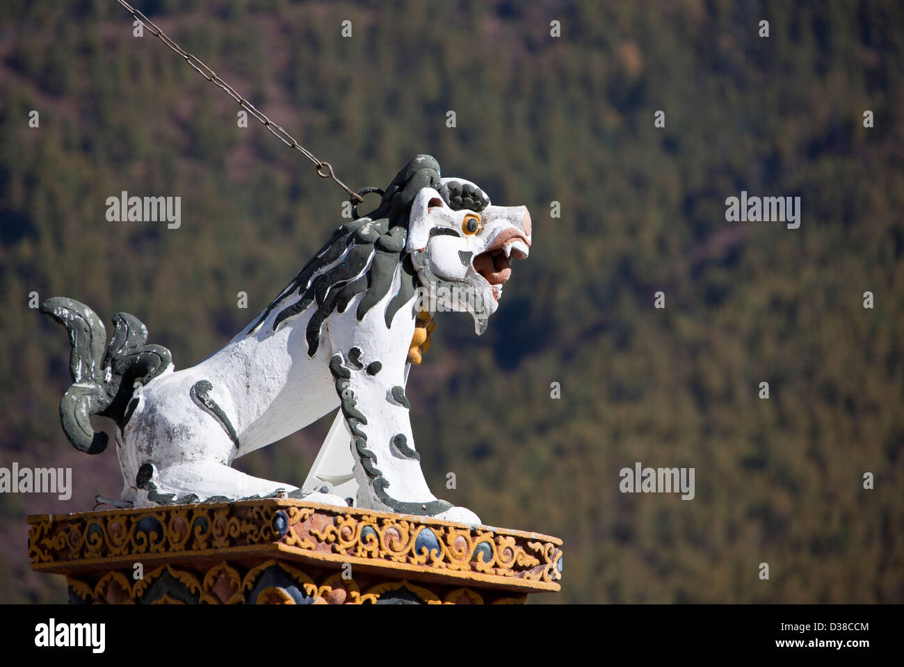 Tigre blanc statue au niveau national memorial Chorten, Thimphu, Bhoutan Banque D'Images