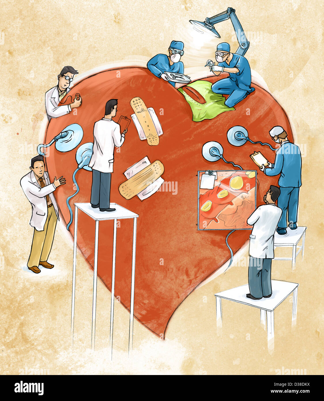 Image d'illustration de médecins faisant la chirurgie cardiaque Banque D'Images
