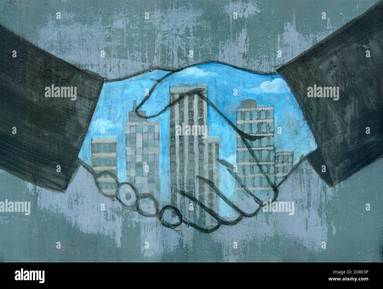 Image d'illustration de la fusion mains concluant un accord Banque D'Images