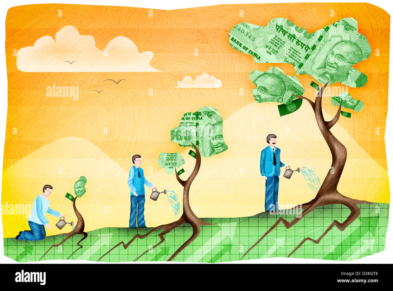 Businessman watering a Money Tree Banque D'Images