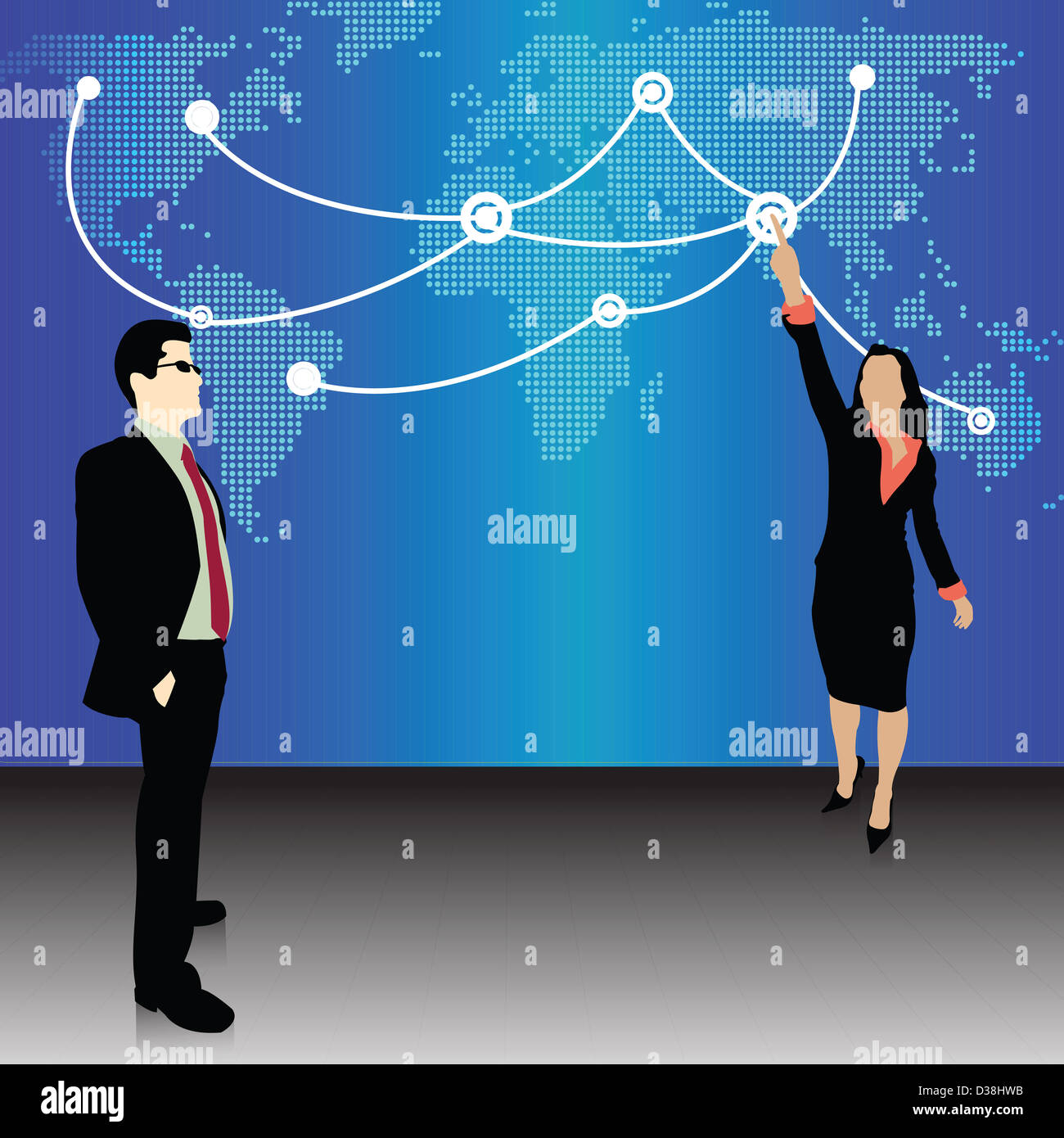 Représentation d'illustration montrant l'expansion mondiale des affaires indiennes Banque D'Images