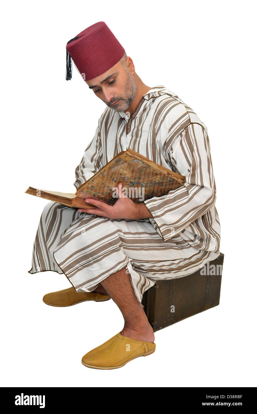 L'homme arabe isolé dans White Banque D'Images