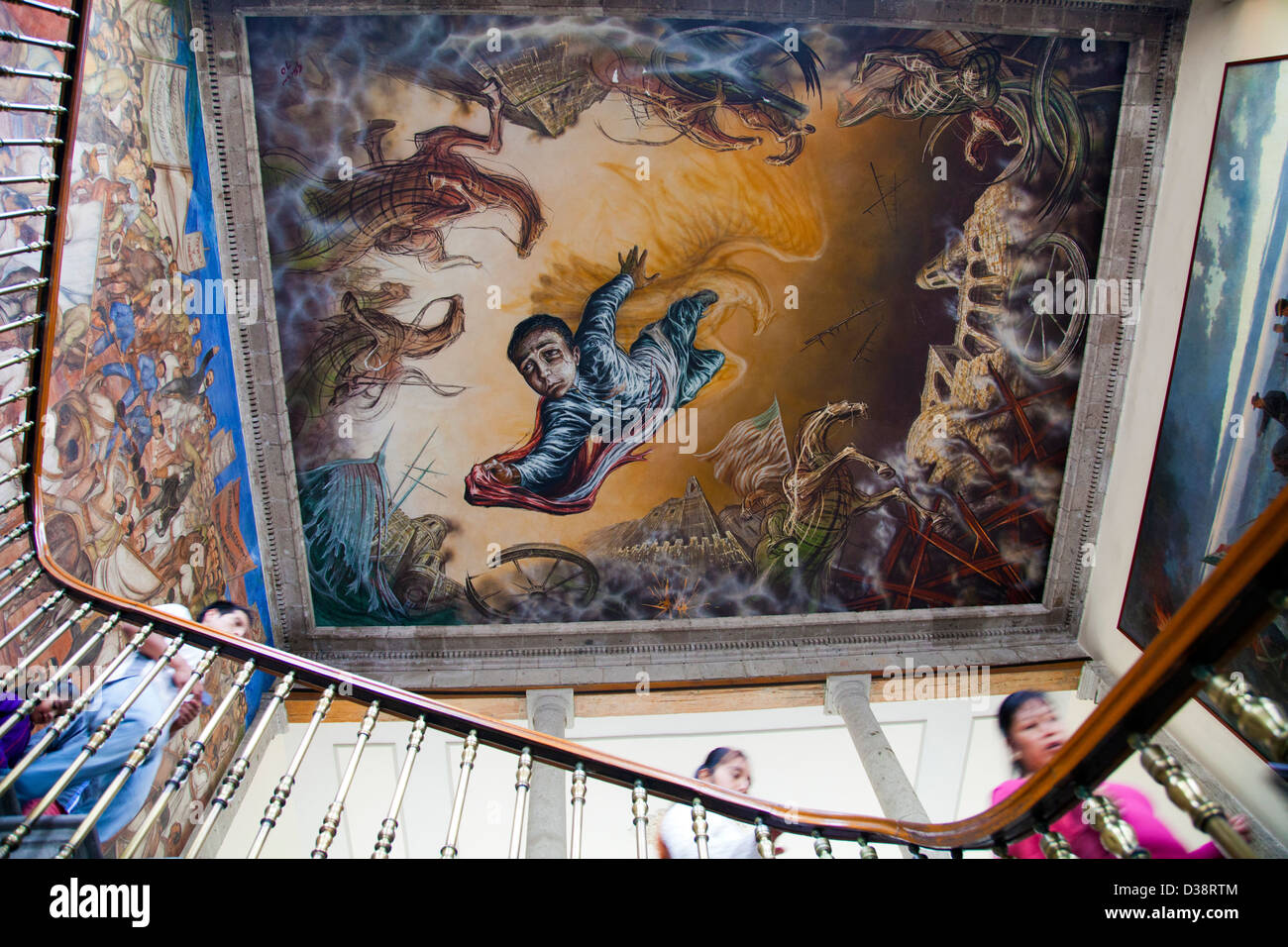 Sacrificio de los Niños Héroes - fresque sur plafond à Château de Chapultepec par Gabriel Flores Garcia Banque D'Images