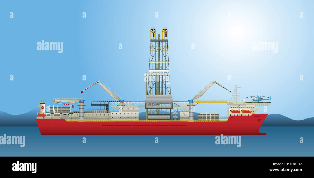 Navire de forage de puits de pétrole Banque D'Images