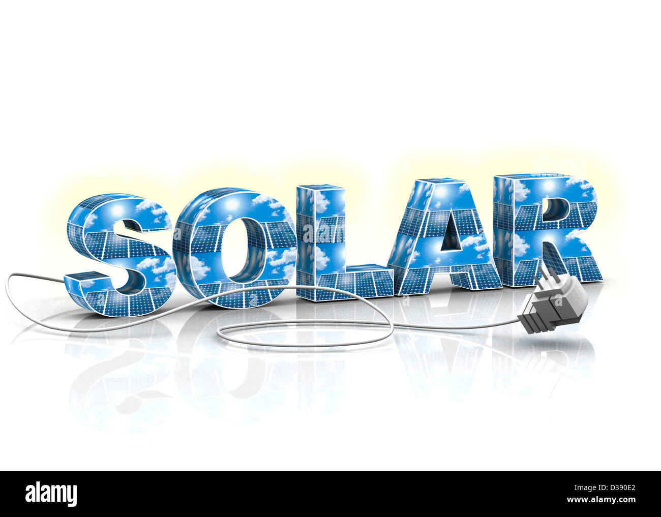 Texte 'SOLAR' connexion avec un bouchon Banque D'Images
