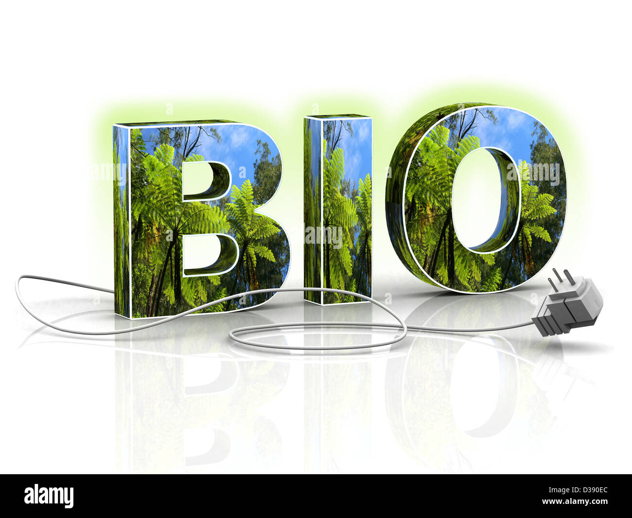 Texte 'bio' de la connexion avec un bouchon Banque D'Images