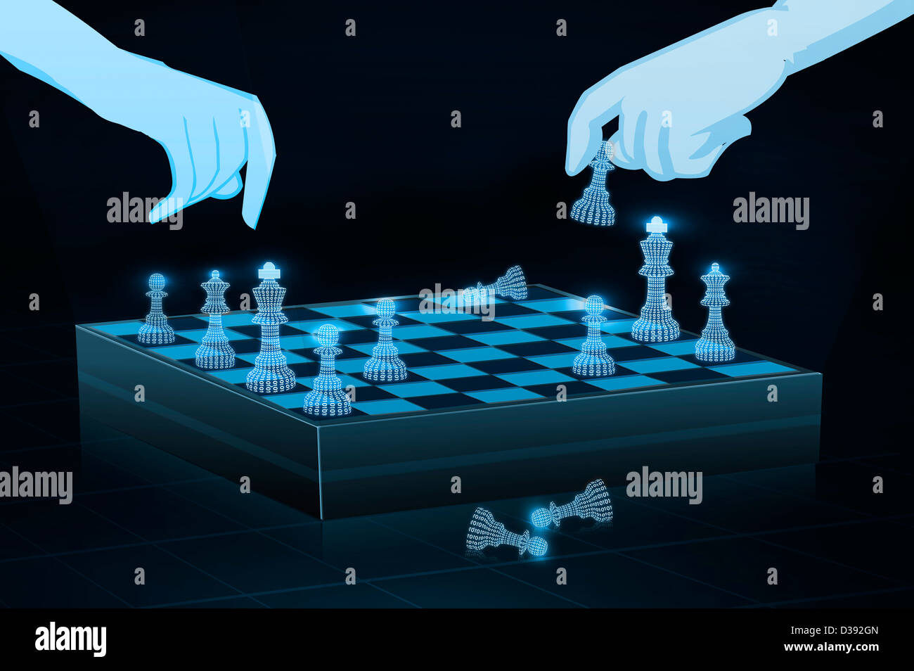 Deux personnes jouant aux échecs en ligne Banque D'Images