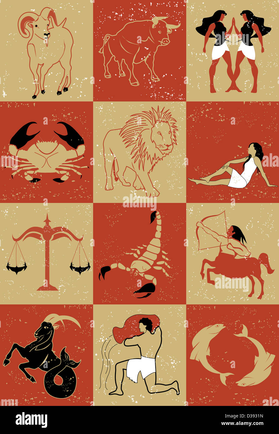 Douze signes du zodiaque Banque D'Images