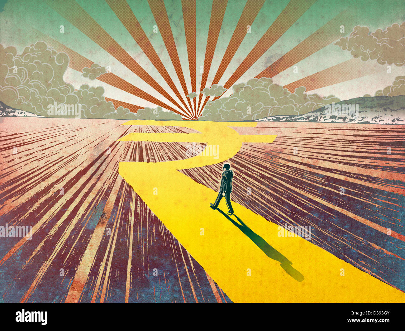 Businessman walking on rupee symbole Banque D'Images