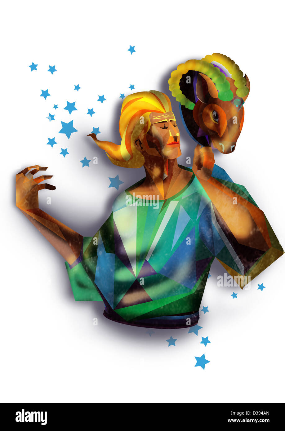 Illustration du signe du zodiaque Bélier sur fond blanc Banque D'Images