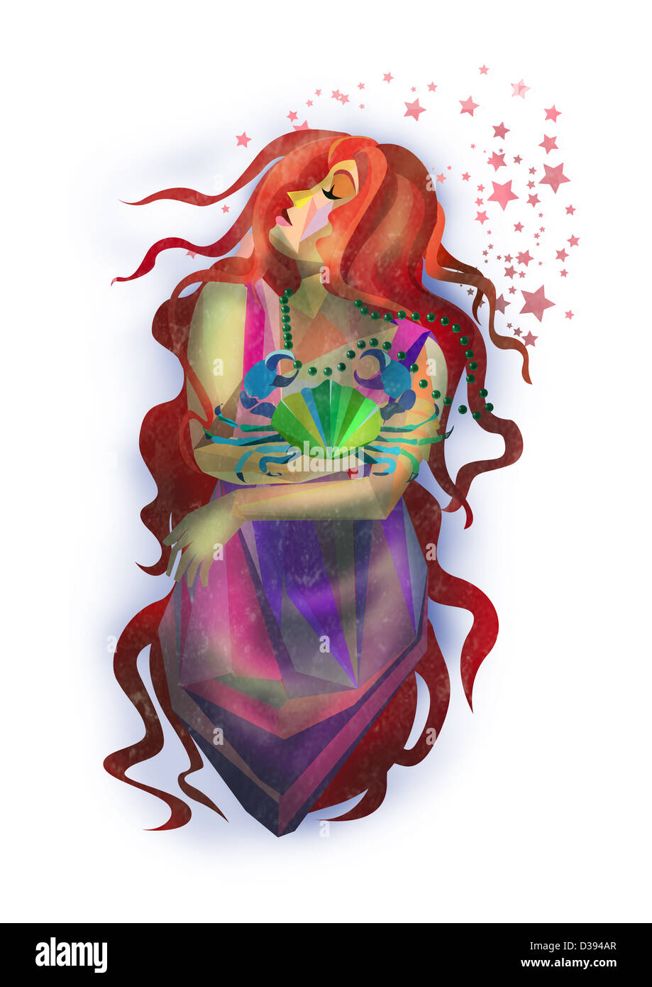 Illustration du cancer signe du zodiaque sur fond blanc Banque D'Images