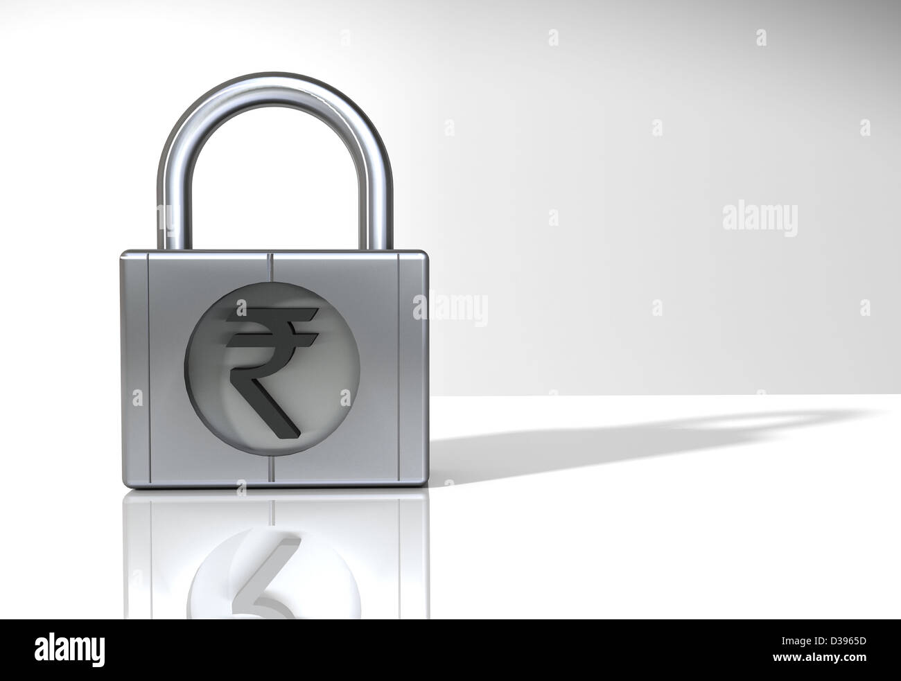 Représentation de l'Indian Rupee symbole sur un cadenas Banque D'Images