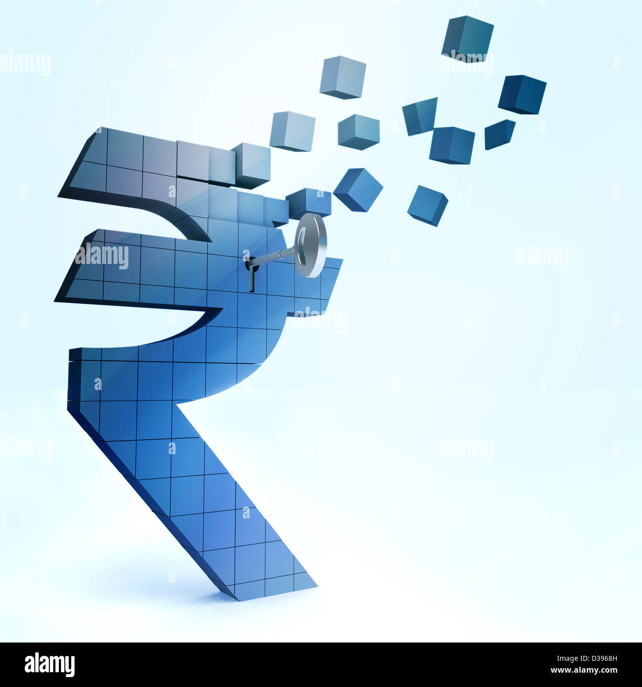 Indian Rupee symbole avec clé d'accès Banque D'Images