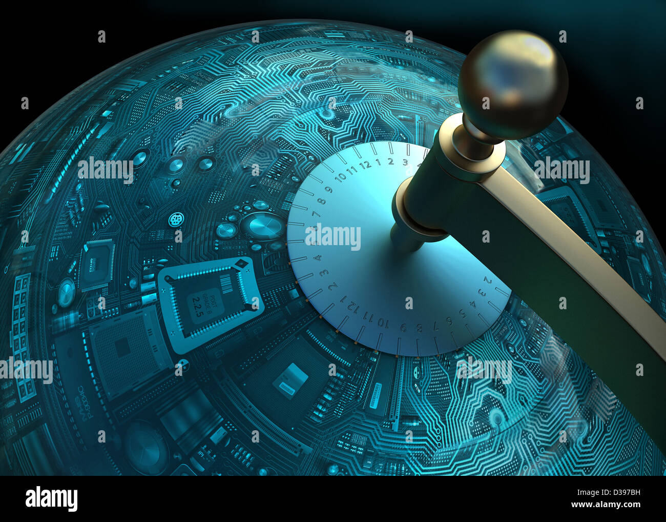 Image conceptuelle de circuit imprimé en forme de globe dépeignant la mondialisation de la technologie Banque D'Images
