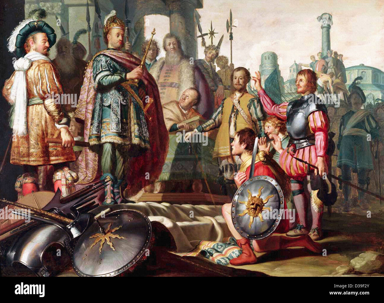 Rembrandt van Rijn, scène historique. 1626 Huile sur panneau. Baroque. Galerie : Stedelijk Museum De lakenhal, Leiden. Banque D'Images