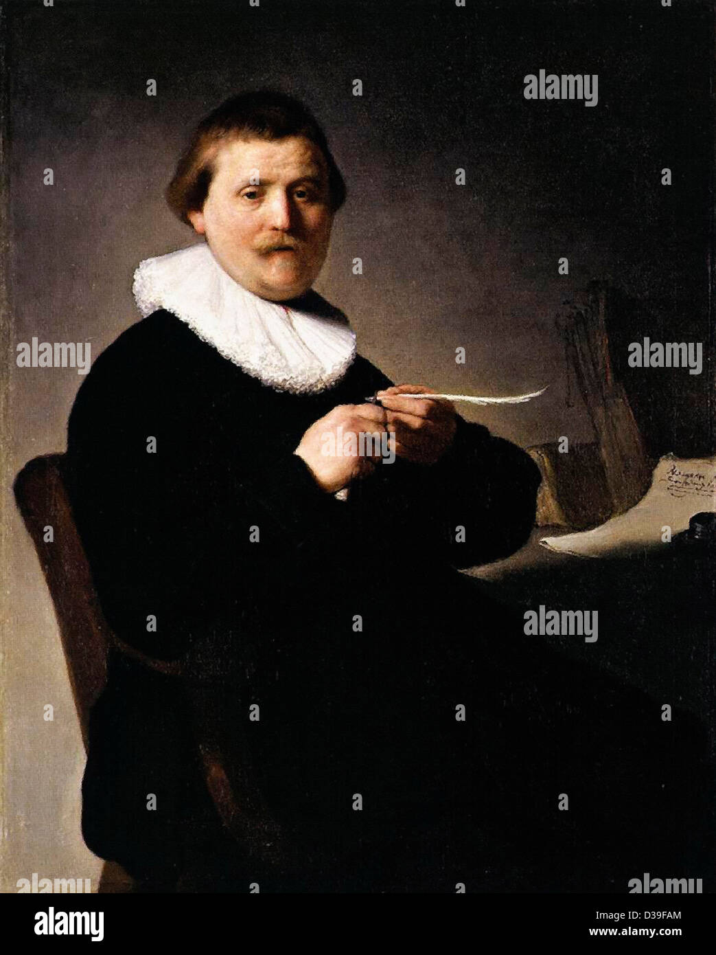 Rembrandt van Rijn, une plume d'affûtage l'homme. 1632 Huile sur toile. Baroque. Banque D'Images