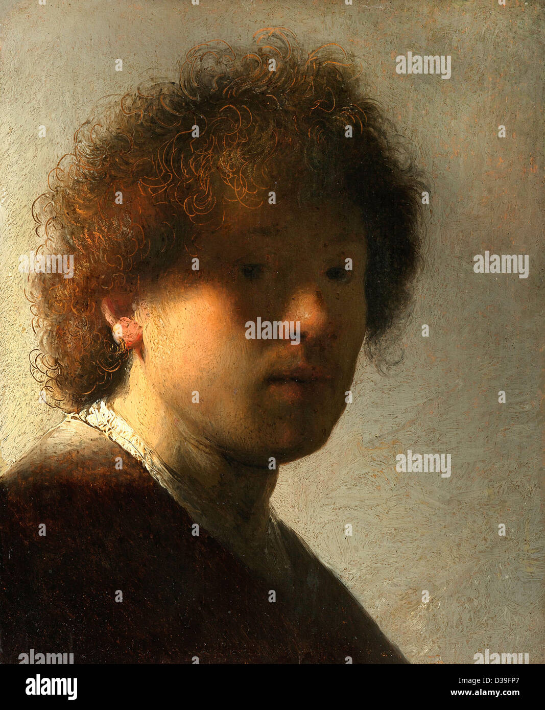 Rembrandt van Rijn, Self Portrait à un âge précoce. 1629 Huile sur panneau. Baroque. Rijksmuseum Amsterdam. Banque D'Images