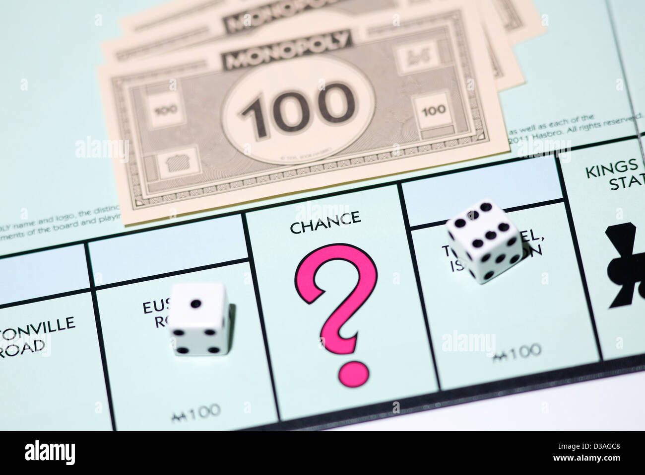 Chance sur jeu de Monopoly. Banque D'Images