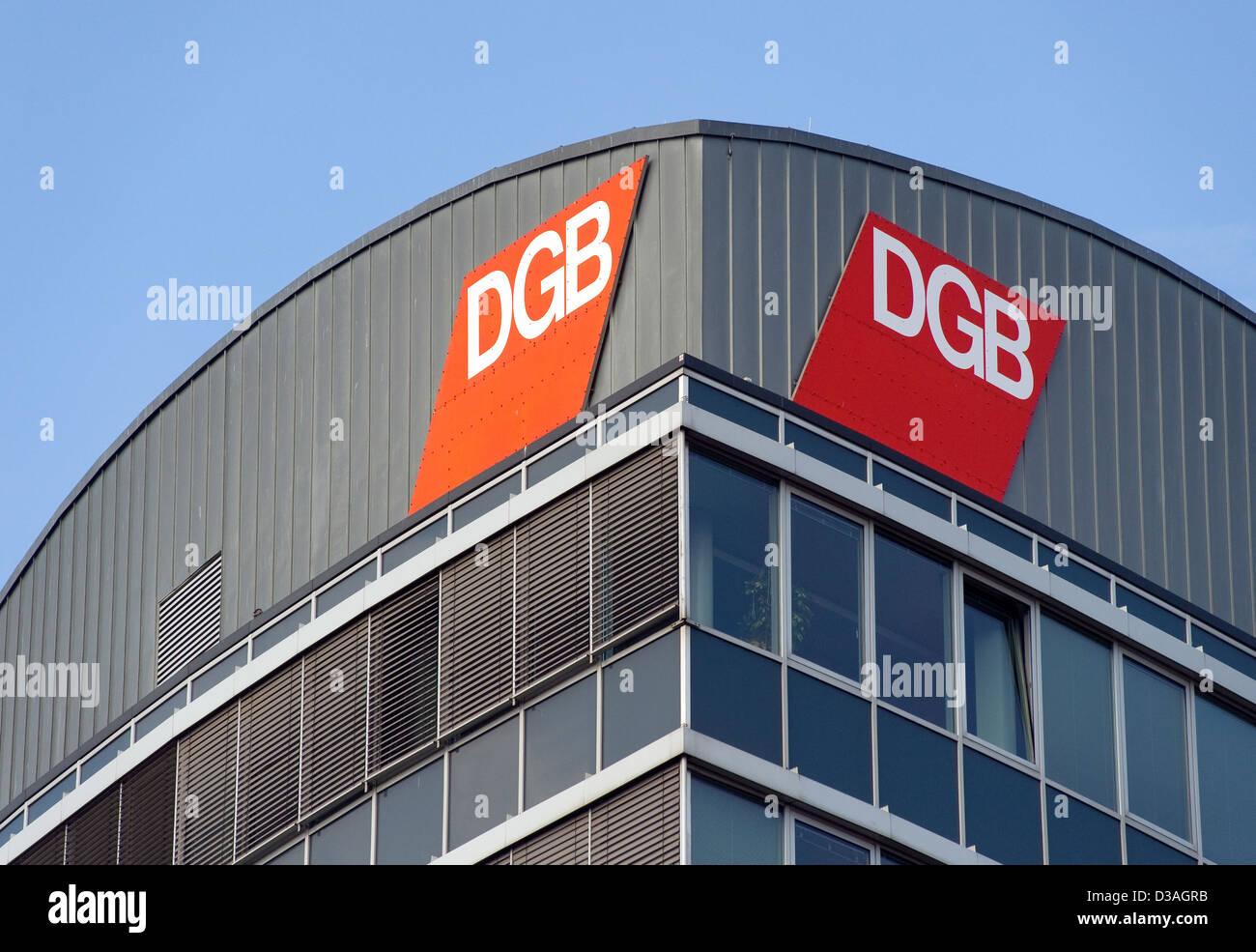 Berlin, Allemagne, le DGB logo sur bâtiment DGB Hackescher Markt Banque D'Images