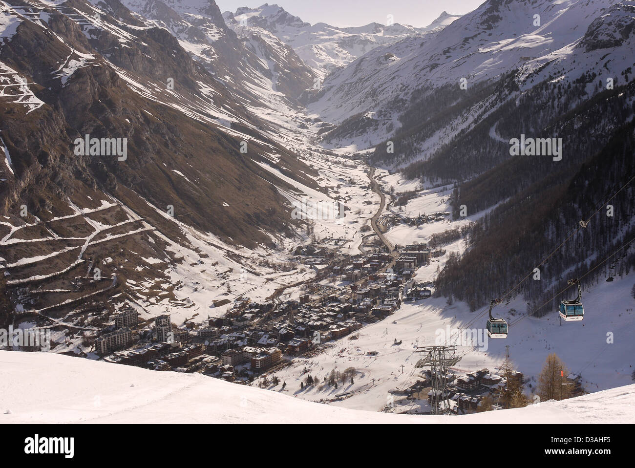 Avis de Val d'Isère Village Banque D'Images