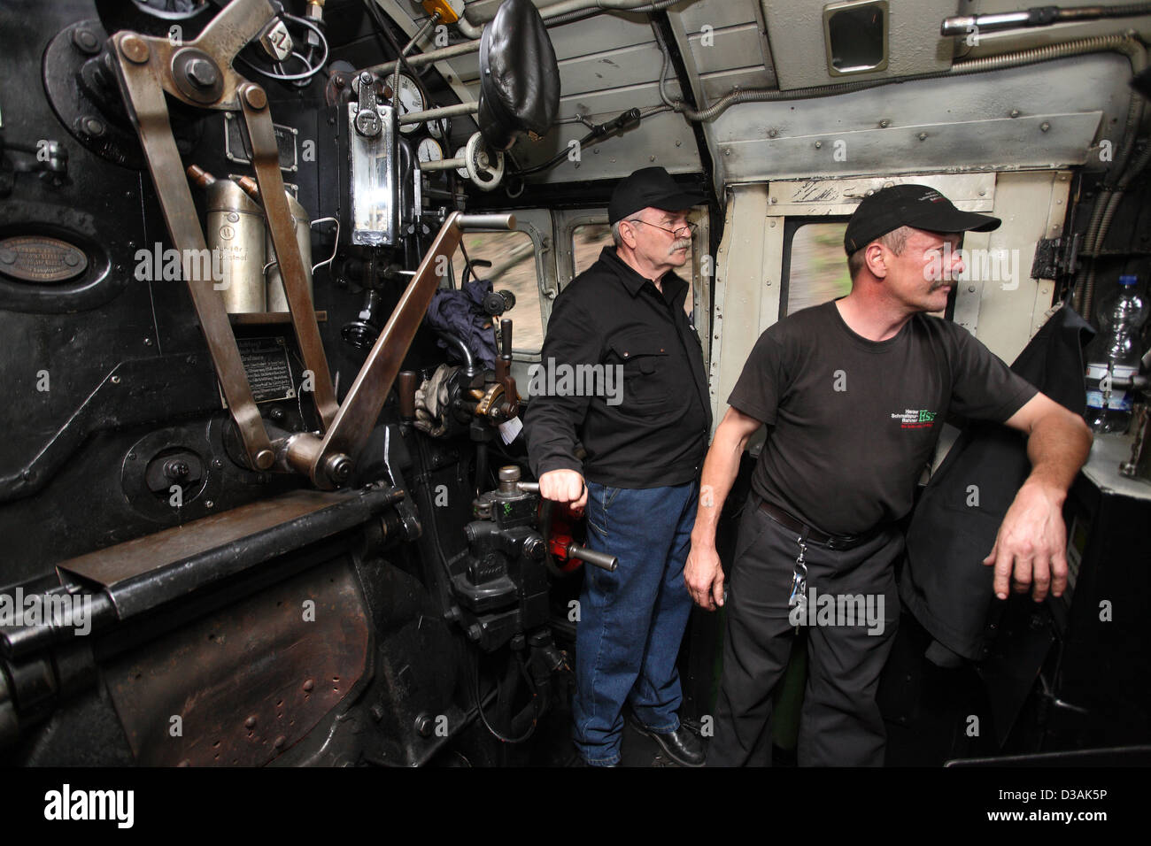 Drei Annen Hohne, Allemagne, Bernd Weber chef de section dans un train à vapeur historique Banque D'Images
