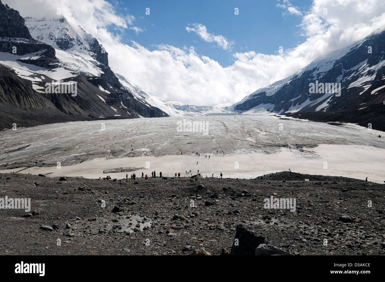 Athabasca glacier Columbia Icefield Jasper National Park, Alberta, Canada le changement climatique en retraite shrink rétrécir reculer déclin Banque D'Images