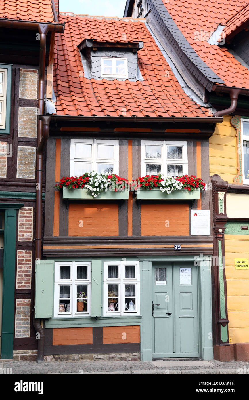 Wernigerode, Allemagne, la plus petite maison de la vieille ville Banque D'Images