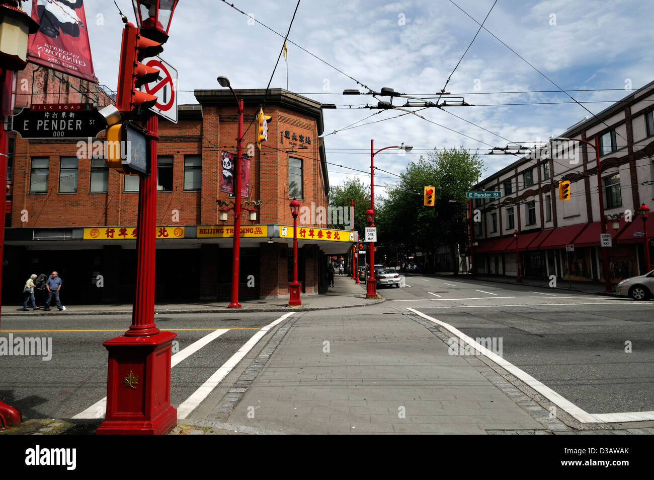 Vancouver Chinatown à thème Thème rouge feu éclairage lumière emplacement zone ethnique Banque D'Images