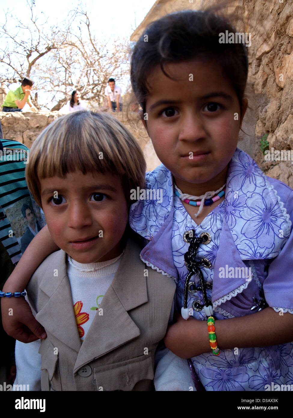 Dans l'enfant kurde yazidis Lalish, le nord de l'Iraq. Banque D'Images