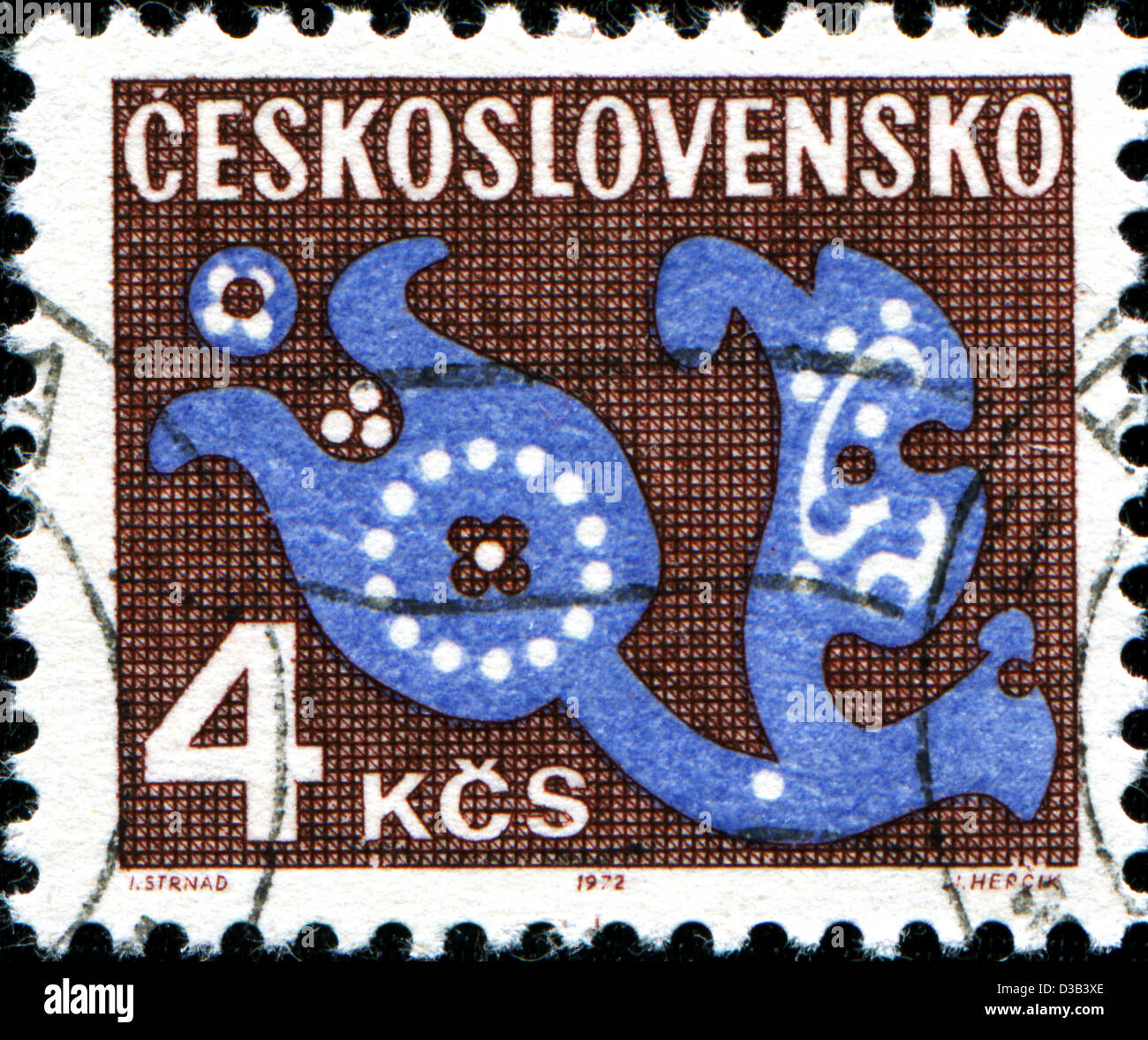 La Tchécoslovaquie - circa 1972 : timbre imprimé en Tchécoslovaquie, plante stylisée montre vers 1972 Banque D'Images