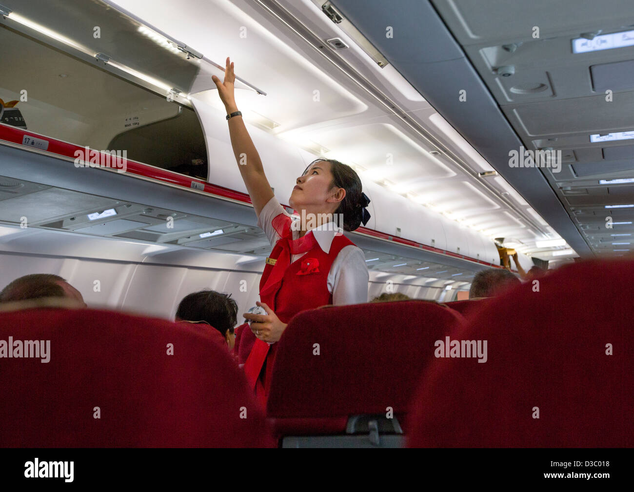 À l'intérieur d'un avion Tupolev Air Koryo, Pyongyang, Corée du Nord Banque D'Images