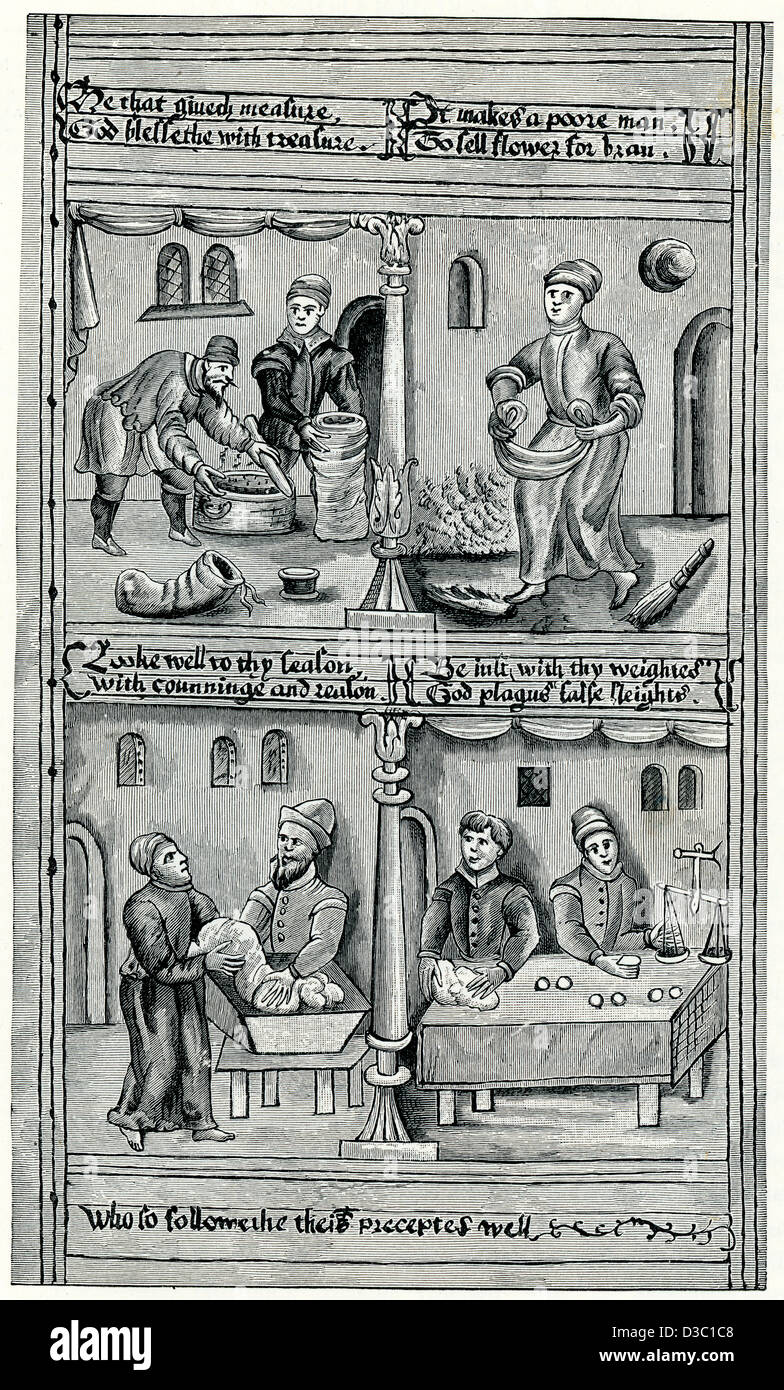 Vintage gravure des boulangers de York 1595 - 1596 Ordonnances de leur guilde Banque D'Images