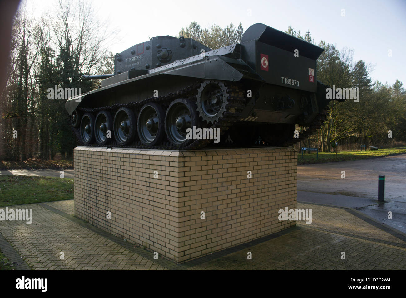 Cromwell Tank Monument à la 7e division blindée, les Rats du désert à Sandy dans la forêt de Thetford Banque D'Images