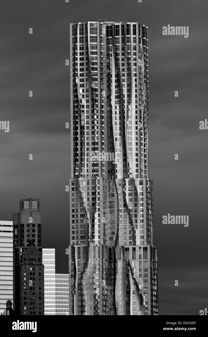 Le bâtiment de Frank Gehry à New York Manhattan New York USA. Banque D'Images