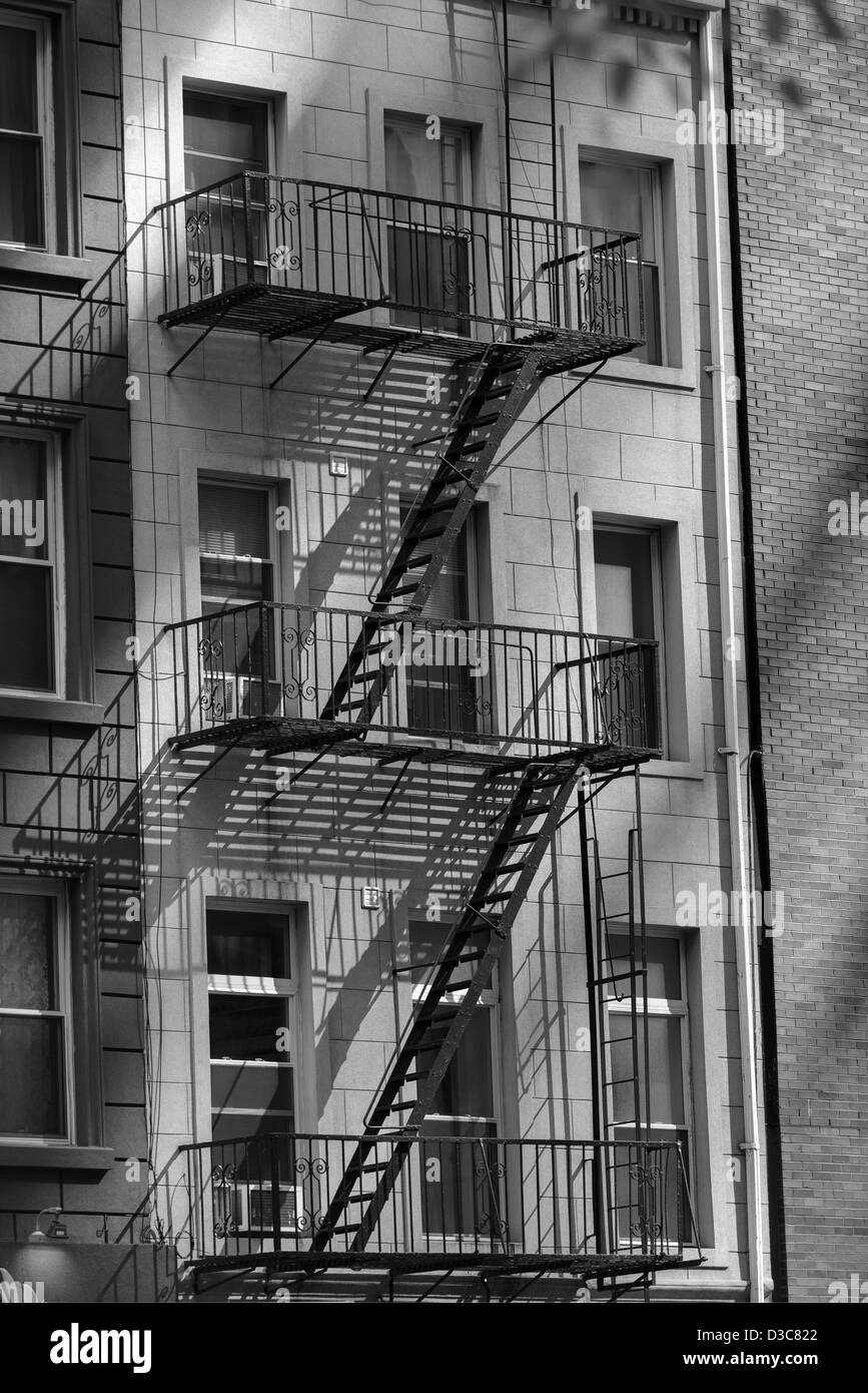 Escalier de secours, Manhattan, New York City Banque D'Images