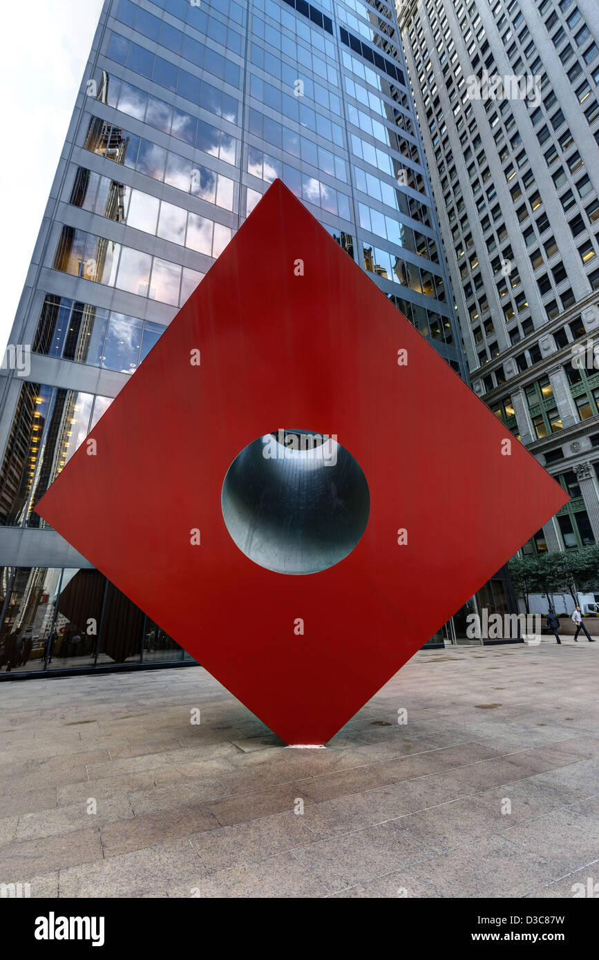 Isamu Noguchi's Red Cube' près de New World Trade Center, du quartier financier, Manhattan, New York City' Banque D'Images