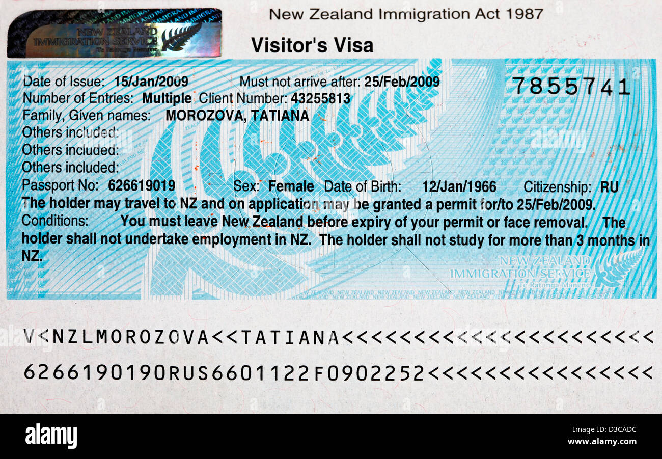 New zealand visa Banque de photographies et d'images à haute résolution -  Alamy