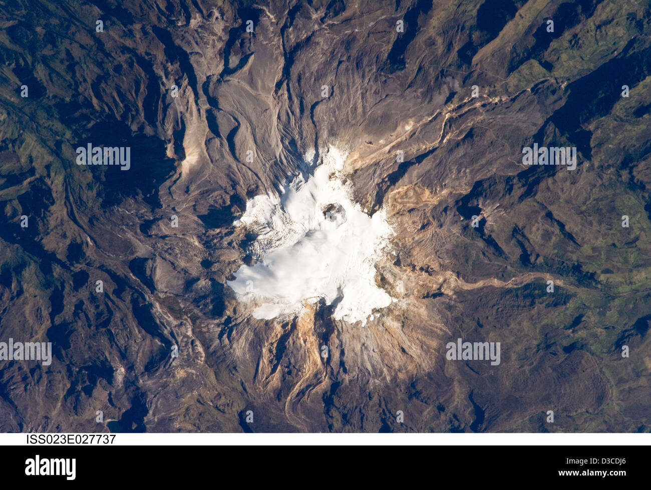 : Volcan Nevado del Ruiz, Colombie (NASA, Station Spatiale Internationale Science, 23/04/10) Banque D'Images