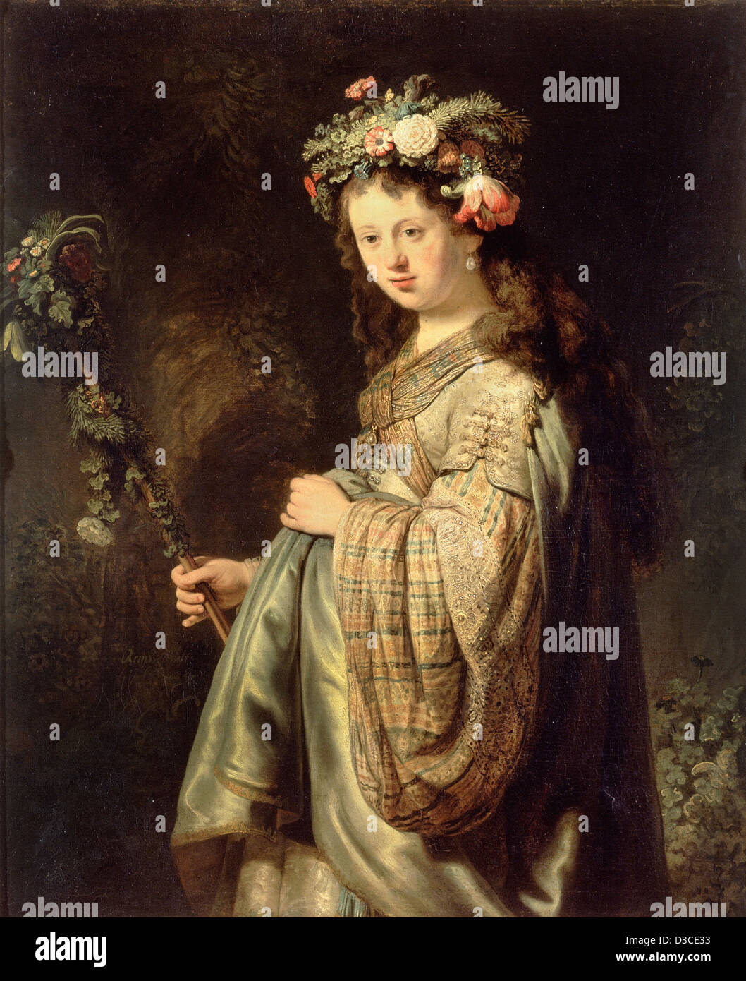 Rembrandt van Rijn, Flora. 1634 Huile sur toile. Baroque. Musée de l'Ermitage, Saint-Pétersbourg. Banque D'Images